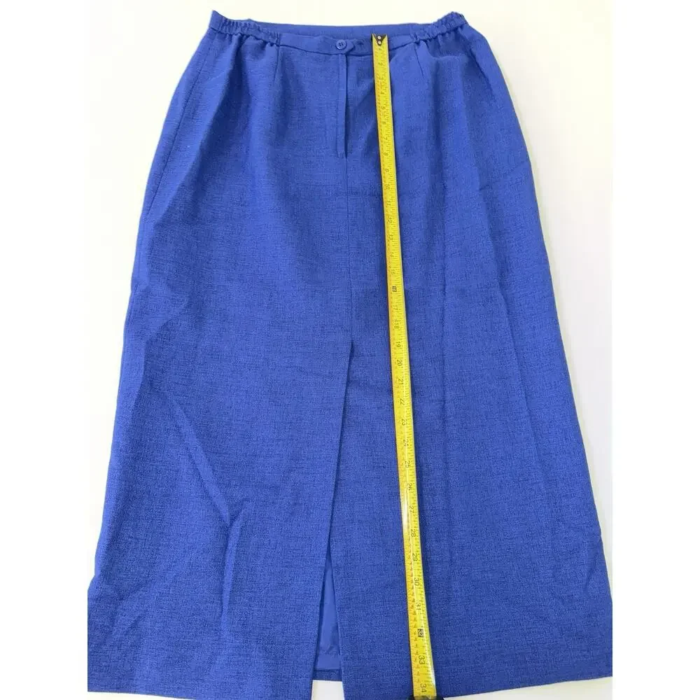 Le Suit Women’s Medium Blue 2 Piece Skirt Suit Short Sleeve Blazer Career